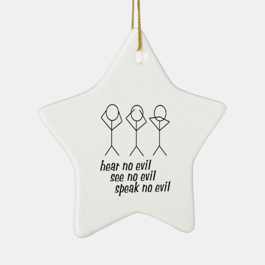 Hear No Evil Stick Figures Keramisch Ornament (Rechts)