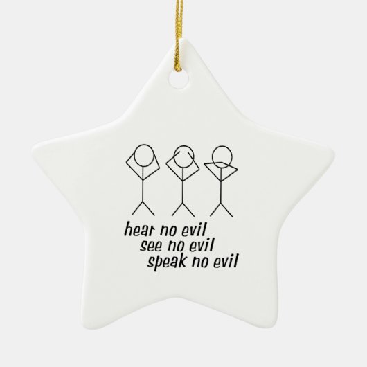 Hear No Evil Stick Figures Keramisch Ornament (Voorkant)