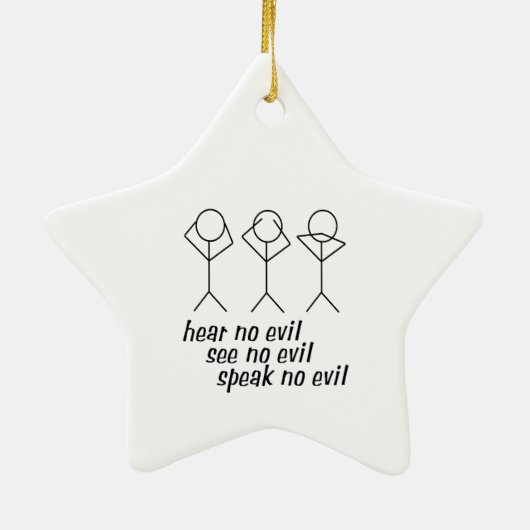 Hear No Evil Stick Figures Keramisch Ornament (Achterkant)