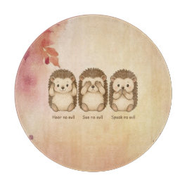 hear, see and speak no evil cute Hedgehogs Snijplank