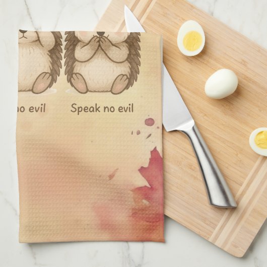 hear, see and speak no evil cute Hedgehogs Theedoek (Quarter Fold)