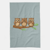 Hear, See, and Speak No Evil Owls Theedoek (Verticaal)