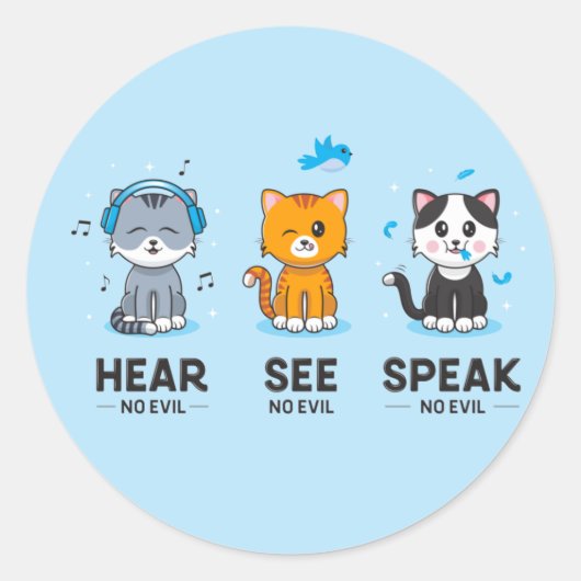 Hear See Speak No Evil Katten / Stickers (Voorkant)