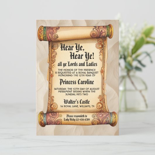 Hear Ye, Hear Ye! Medieval Royal Birthday Kaart (Staand voorkant)