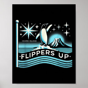 Heard Island Flippers Up Penguin Grappig Poster