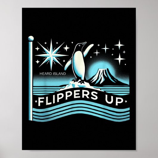 Heard Island Flippers Up Penguin Grappig Poster (Voorkant)