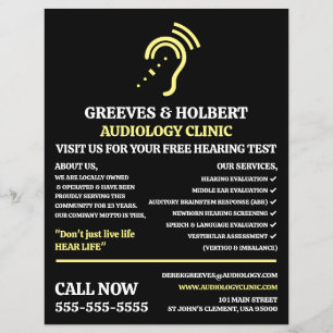 Hearing Aid Design, Audioloog, Audiology Clinic Flyer