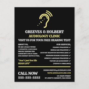 Hearing Aid Design, Audioloog, Audiology Clinic Flyer