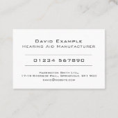 Hearing Aid Fabrikant met foto van houder Visitekaartje (Achterkant)