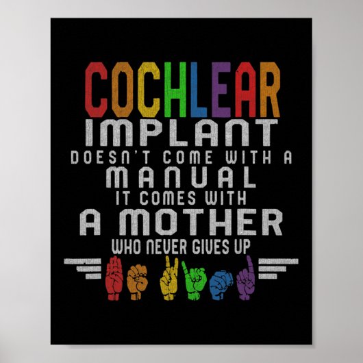 Hearing Loss Awareness Mother Cochlear Implant Asl Poster (Voorkant)
