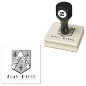 Hearldic middeleeuwse schild ex libris rubberstempel (Gestempeld)