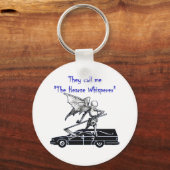 Hearse en Grim Reaper Skeleton Gothic Humor Sleutelhanger (Voorkant)