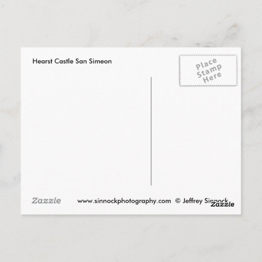 Hearst castle, San Simeon California Briefkaart (Achterkant)