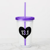 Heart 13.1 Racing Distance Half Marathon Acryl Drinkbeker (Voorkant)
