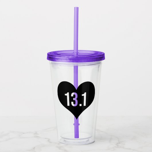 Heart 13.1 Racing Distance Half Marathon Acryl Drinkbeker (Voorkant)