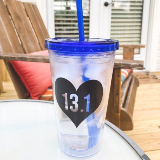 Heart 13.1 Racing Distance Half Marathon Acryl Drinkbeker
