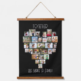 Heart 29 Foto Collage Black voor de gehele familie Hangend Wandkleed