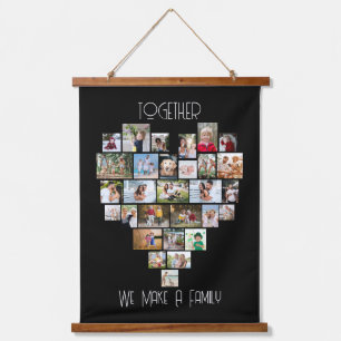 Heart 29 Foto Collage Black voor de gehele familie Hangend Wandkleed