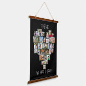 Heart 29 Foto Collage Black voor de gehele familie Hangend Wandkleed (Gebogen)