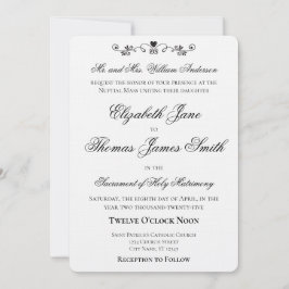Heart Accent Elegant Wedding Invitation Kaart