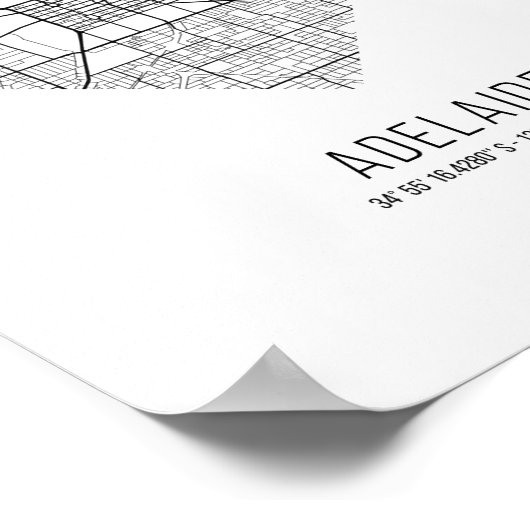 Heart Adelaide City Map (Australië) Poster (Hoek)