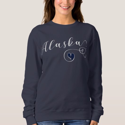 Heart Alaska Sweatshirt, Alaskan Flag Trui (Voorkant)