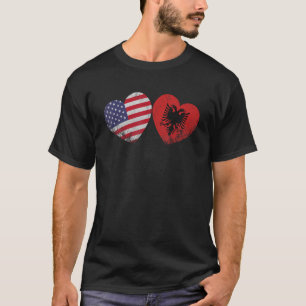 Heart Albanees-Amerikaanse vlaggenpatriottische fa T-shirt