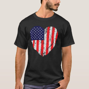 Heart American Patriotic Armed Forces Usa Flag Mem T-shirt