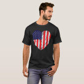 Heart American Patriotic Armed Forces Usa Flag Mem T-shirt (Voorkant volledig)