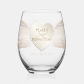 Heart Ampersand Pearls & Prosecco Vrijgezellenfees Wijnglas Zonder Voet (Voorkant)