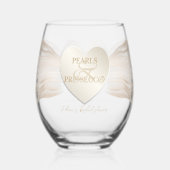 Heart Ampersand Pearls & Prosecco Vrijgezellenfees Wijnglas Zonder Voet (Achterkant)
