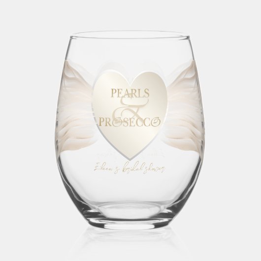 Heart Ampersand Pearls & Prosecco Vrijgezellenfees Wijnglas Zonder Voet (Achterkant)