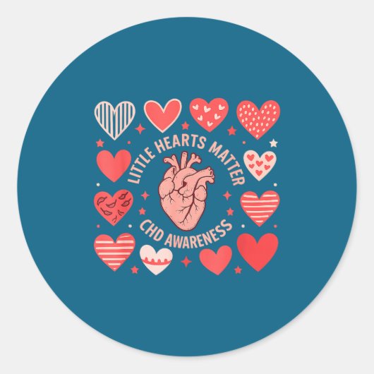 Heart Anatomy Valentine Little Hearts Chd Awarenes Ronde Sticker (Voorkant)
