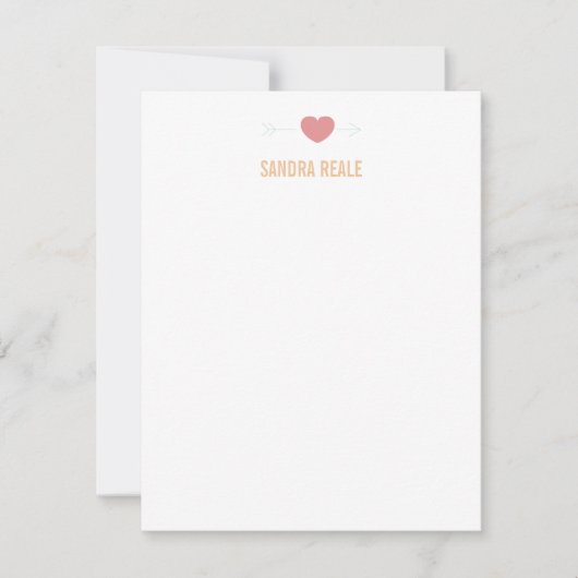 Heart and Arrow Pink Sweet Personal Note Kaart (Voorkant)