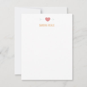 Heart and Arrow Pink Sweet Personal Note Kaart