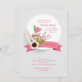 Heart and Flowers Invitation Kaart (Voorkant / Achterkant)