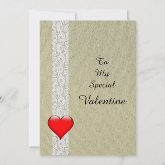 Heart and Lace Special Valentine Feestdagenkaart (Voorkant)