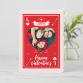 Heart and Love Red Pink Valentine's Family Photo   Kaart (Staand voorkant)