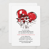 Heart and Rozen Post Wedding Brunch Invitation Kaart (Voorkant / Achterkant)