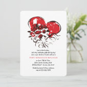 Heart and Rozen Post Wedding Brunch Invitation Kaart (Staand voorkant)
