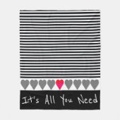Heart and Stripe Designer Fleece Deken (Voorkant)