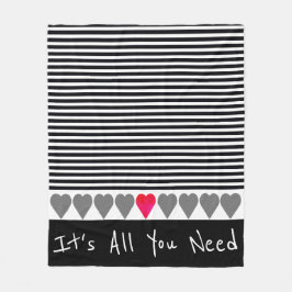 Heart and Stripe Designer Fleece Deken