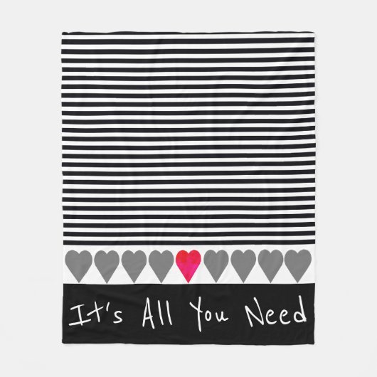 Heart and Stripe Designer Fleece Deken (Voorkant)