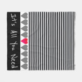 Heart and Stripe Designer Fleece Deken (Voorkant (Horizontaal))