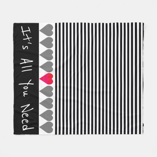 Heart and Stripe Designer Fleece Deken (Voorkant (Horizontaal))