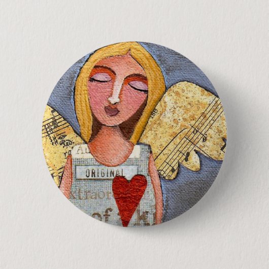 Heart Angel - engelige knop Ronde Button 5,7 Cm (Voorkant)