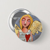 Heart Angel - engelige knop Ronde Button 5,7 Cm (Voorkant /achterkant)