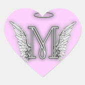 Heart Angel Wings Monogram Hart Sticker (Voorkant)