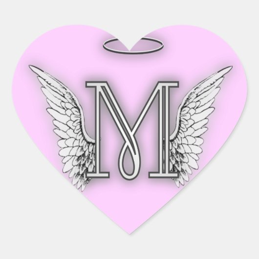 Heart Angel Wings Monogram Hart Sticker (Voorkant)