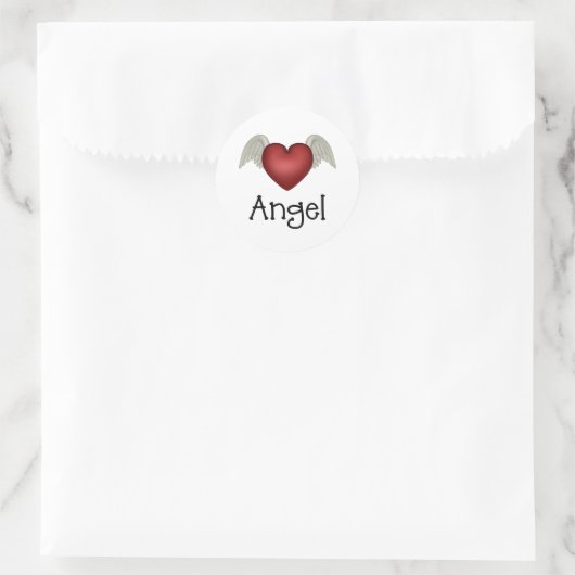 Heart Angel Wings Ronde Sticker (Tas)